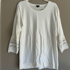 Elegant White Lace Sleeve Women's Top